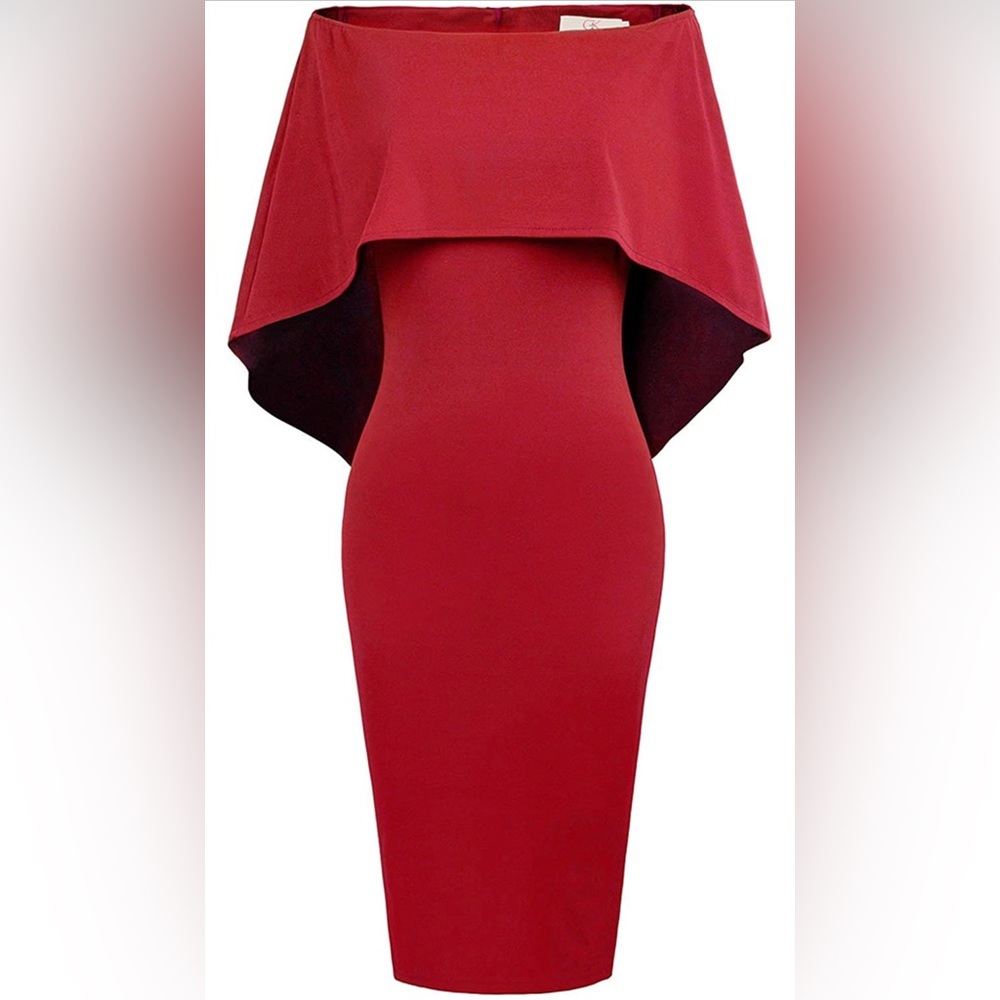GRACE KARIN Women's Off Shoulder Batwing Cape Slim Midi